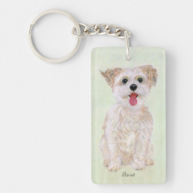 Llavero Acrílico de Doble Cara de Perro Morkie (Frente)