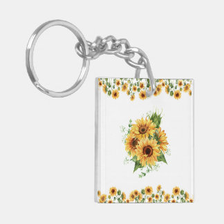 Llavero Acrílico de girasol – Gráfico floral