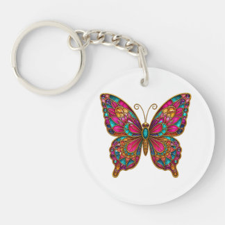 Llavero Acrílico de Mariposa Mandala Boho Colorido