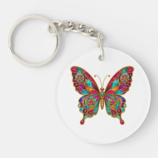 Llavero Acrílico de Mariposa Mandala Boho Colorido