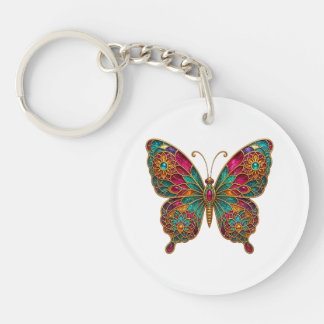 Llavero Acrílico de Mariposa Mandala Boho Colorido