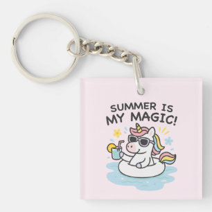 Llavero acrílico de unicornio “Summer is my magic!