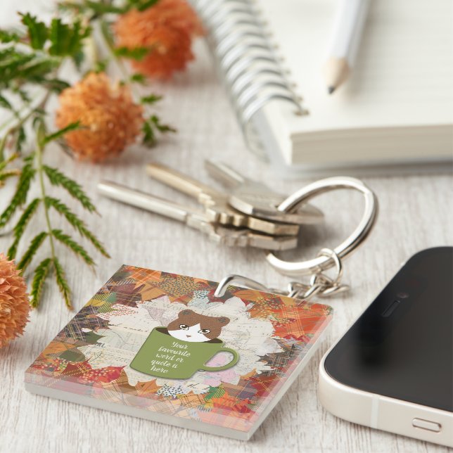 Llavero Acrílico del gato de caída rota (Frente Derecha)