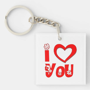 Llavero Acrílico Minimalista Corazón Te Amo Rojo