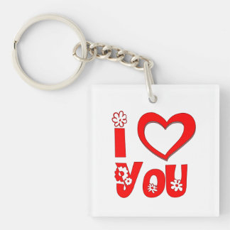 Llavero Acrílico Minimalista Corazón Te Amo Rojo