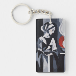 Llavero Acrílico Monocromo Mujer Mística Art Déco