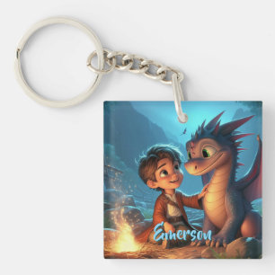 Llavero Acrílico Personalizado de Dragón y Niño