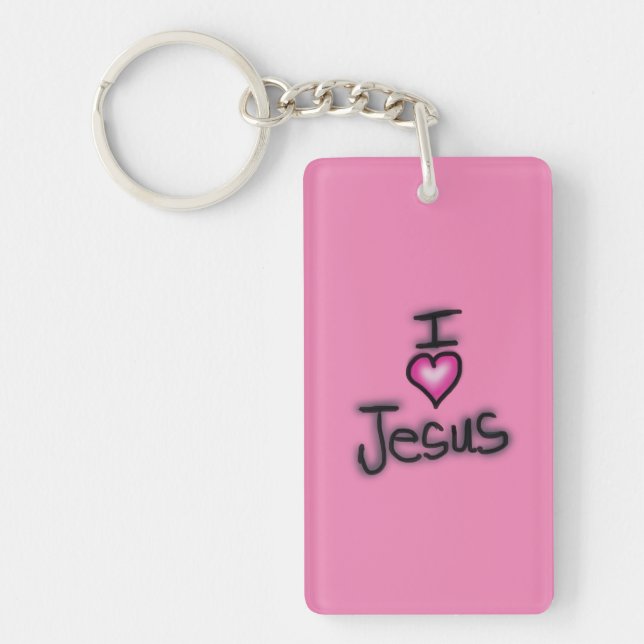 Llavero Acrylic Keychain I Love Jesus I Heart Jesus (Frente)