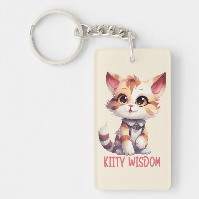 Llavero Actitud de gato despreocupada - Diseño felino lúdi (Frente)