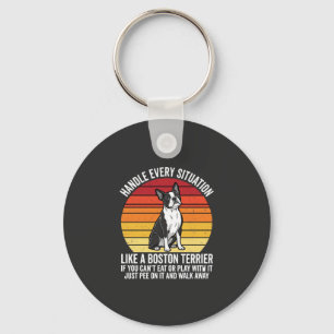 Llavero Actitud divertida de perro retro de Boston Terrier