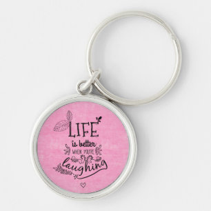Llavero Actitud Felicidad Vida Frase Motivacional Rosa