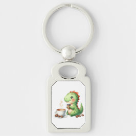 Llavero acuarela Cuta Dinosaurio Rectángulo Keychain Metal