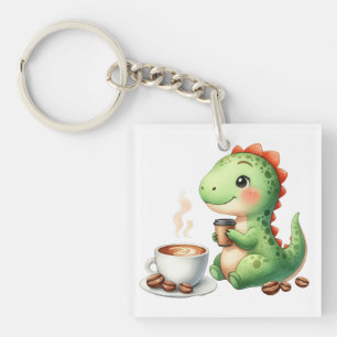 Llavero acuarela Cute Dinosaur T Rex beber acrílico