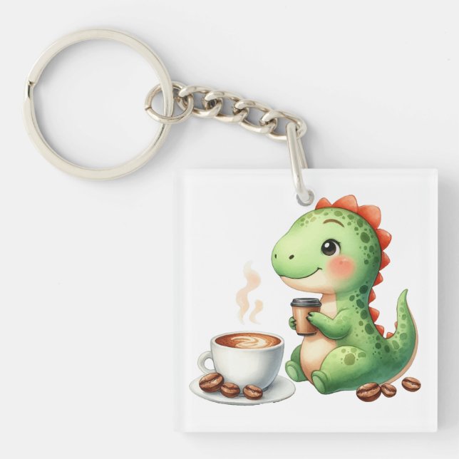 Llavero acuarela Cute Dinosaur T Rex beber acrílico (Frente)