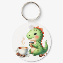 acuarela Cute Dinosaur T Rex beber café