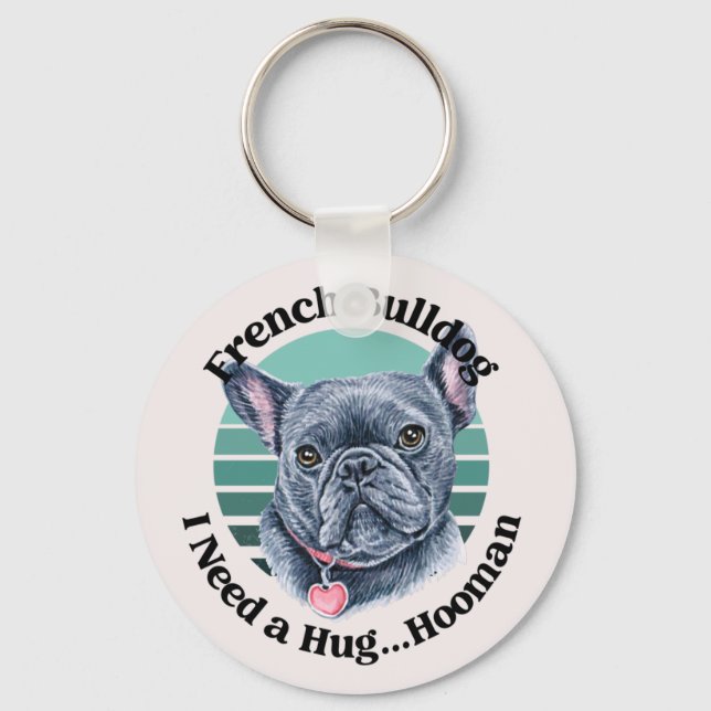 Llavero Acuarela de Bulldog francés (Anverso)