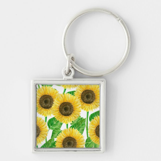 Llavero acuarela de girasoles (Frente)