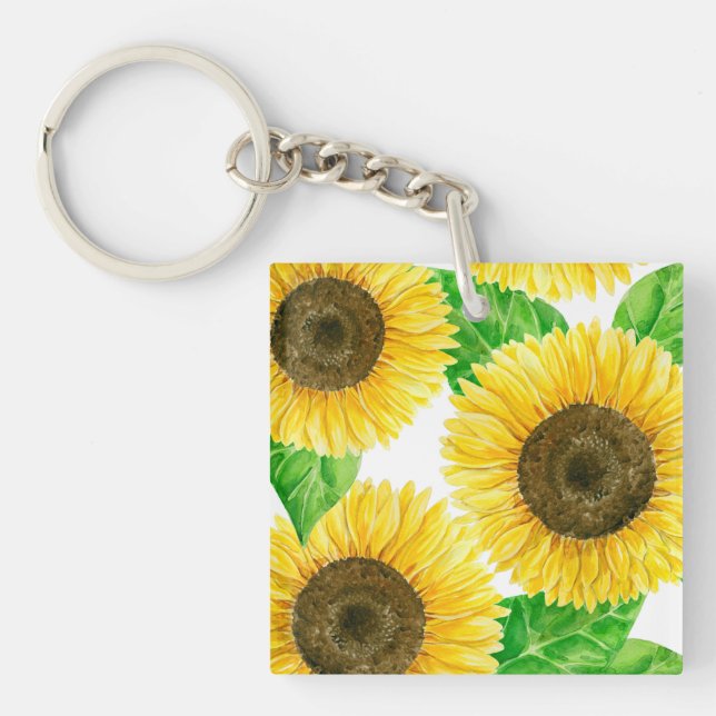 Llavero acuarela de girasoles (Frente)