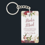 Llavero Acuarela de Manor Mistletoe a la cita de la dama d<br><div class="desc">Rosas Mistletoe Manor Watercolor Lush Diseñan con Florales Pintadas a Mano, Hojas de Berry Holly, Foliage de Pine Sprig y Brocas de Pintura de Color de Agua. Marsala colorida, rojo Merlot de vino, borgoña, crema de marfil y verde. Con Tipografía De Moda Rápida, Fonas De Guión De Cepillo y Elegante...</div>