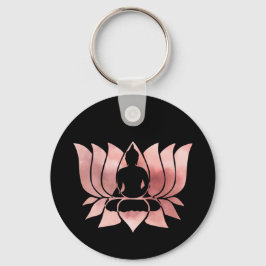 Llavero Acuarela de oro Rosa Textura Buda Meditación Zen