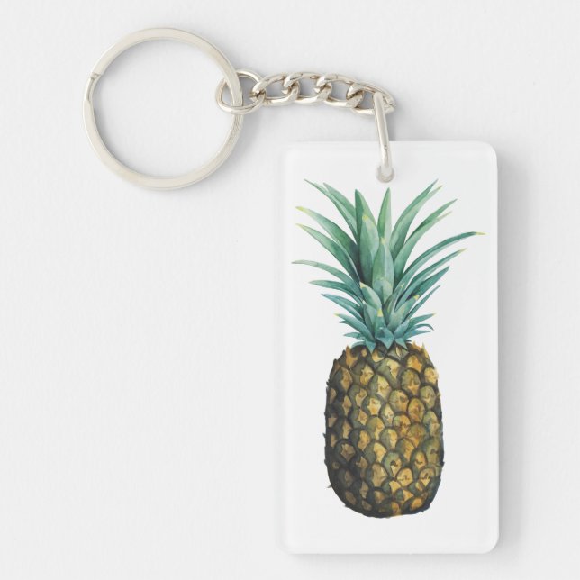 Llavero Acuarela de piña tropical (Frente)