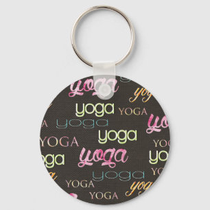 Llavero Acuarela del modelo de la yoga en algodón oscuro