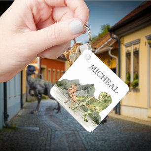 Llavero Acuarela Dinosaurio T-Rex Tyrannosaurus nombre 