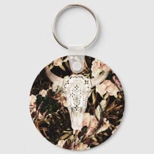 Llavero acuarela étnica: fondo floral retro.