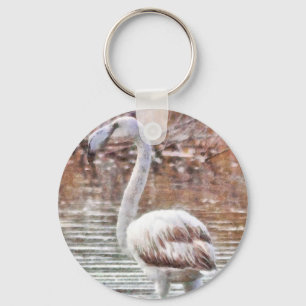 Llavero Acuarela Flamingo Exótico