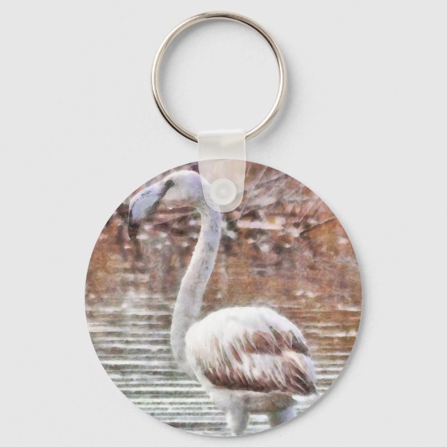 Llavero Acuarela Flamingo Exótico (Anverso)