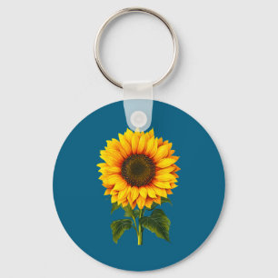 Llavero Acuarela girasol amarillo jardín botánico verano