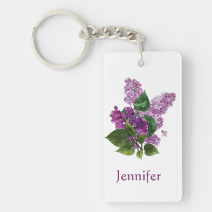 Llavero Acuarela Lilac Garden Nombre personalizado de la f
