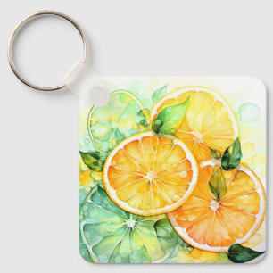 Llavero Acuarela Limón Naranja Lima Botánica Cocina