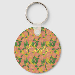 Llavero Acuarela Limón Rosa Fruta Personalizada