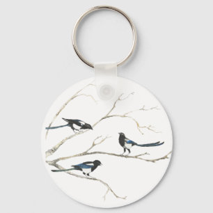 Llavero Acuarela Magpie Bird