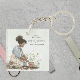 Llavero Acuarela Mamá plantando un Día de la Madre Semilla