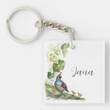 Acuarela personalizada de la familia de codornices