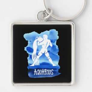 Llavero Acuarela Stylized acuario del azul del Rótulo del
