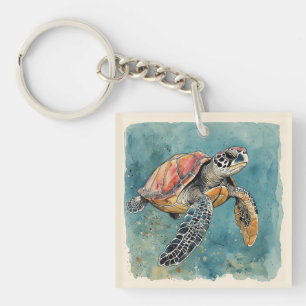 Llavero Acuarela Tortuga Marina
