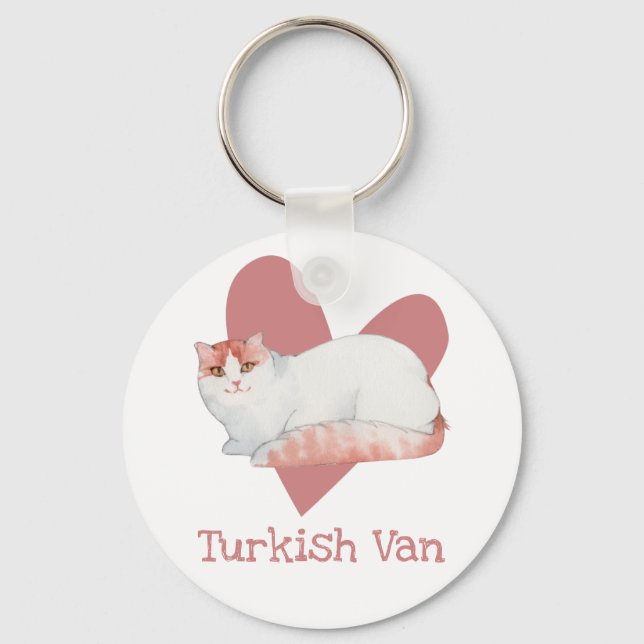 Llavero Acuarela turca de Van Cat Kitty Corazón Rosa (Anverso)