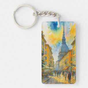 Llavero Acuarela Turín Italia – Mole Antonelliana Ciudad