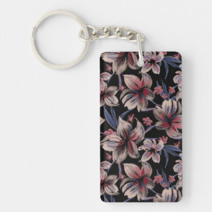 Llavero Acuarelas Crimson Floral sobre negro