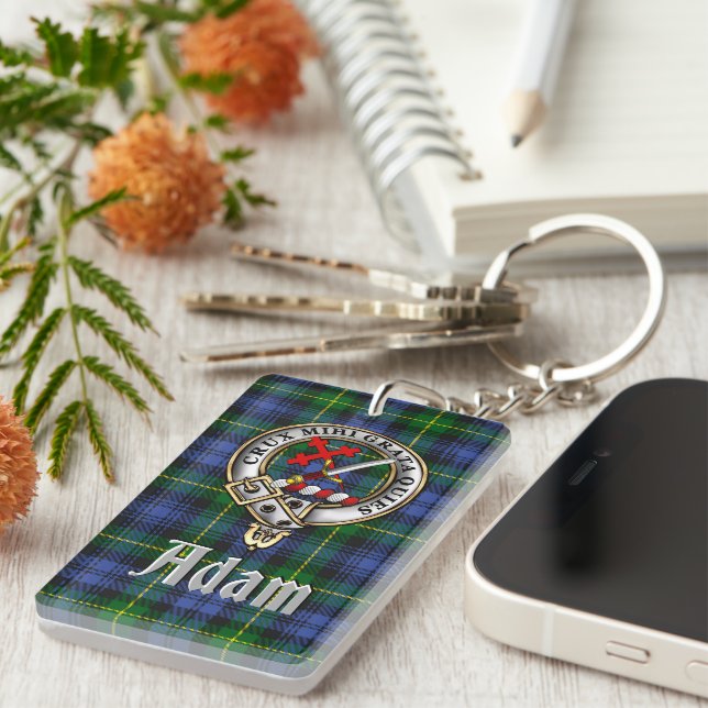 Llavero Adam Clan Badge/Tartan Rectangle (Frente Derecha)