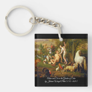 Llavero Adán y Eva en el jardín