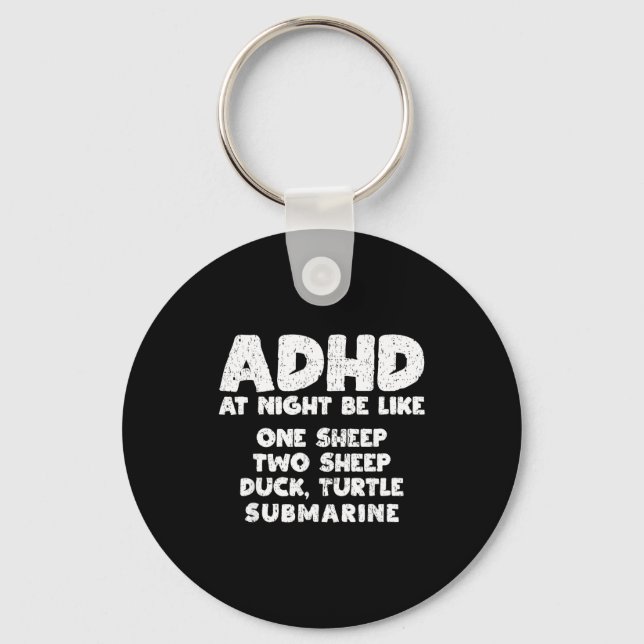 Llavero Adhd At Night Be Like Funny Adhd Quote  (Anverso)