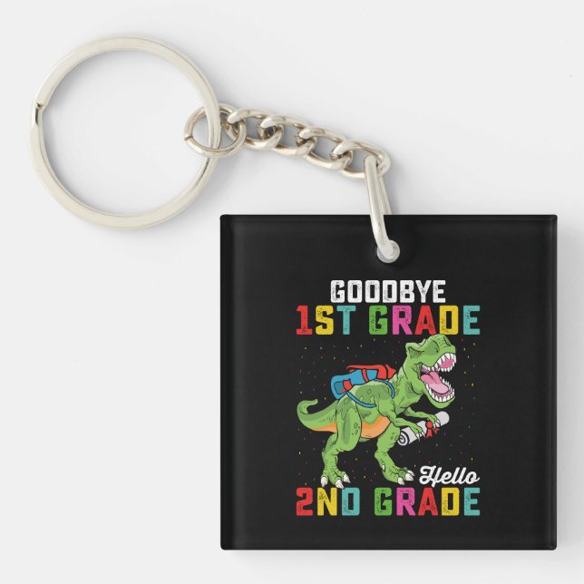 Llavero Adiós 1er Grado Hola 2do Grado T Rex Dinosaurio (Frente)