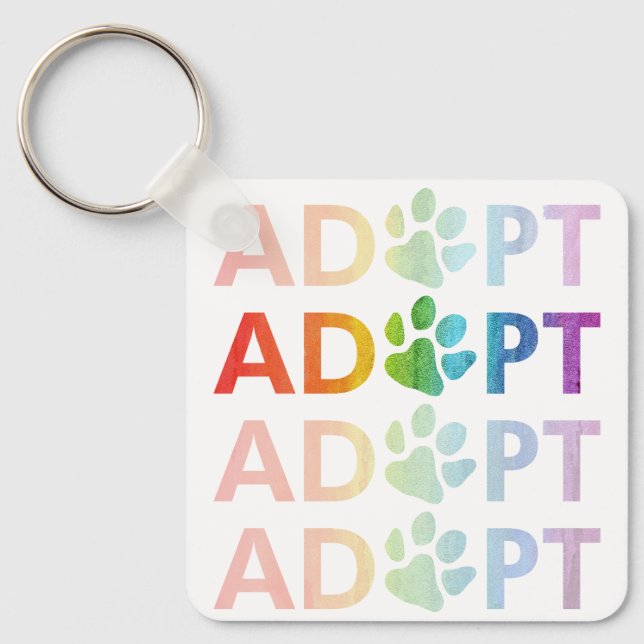 Llavero Adoptar el arcoiris del texto apilado de la página (Anverso)