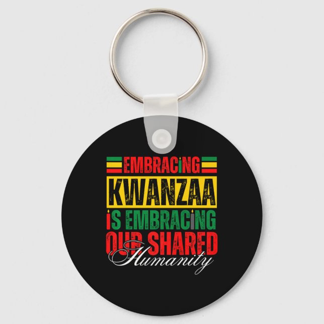 Llavero Adoptar Kwanzaa es nuestra humanidad compartida af (Anverso)