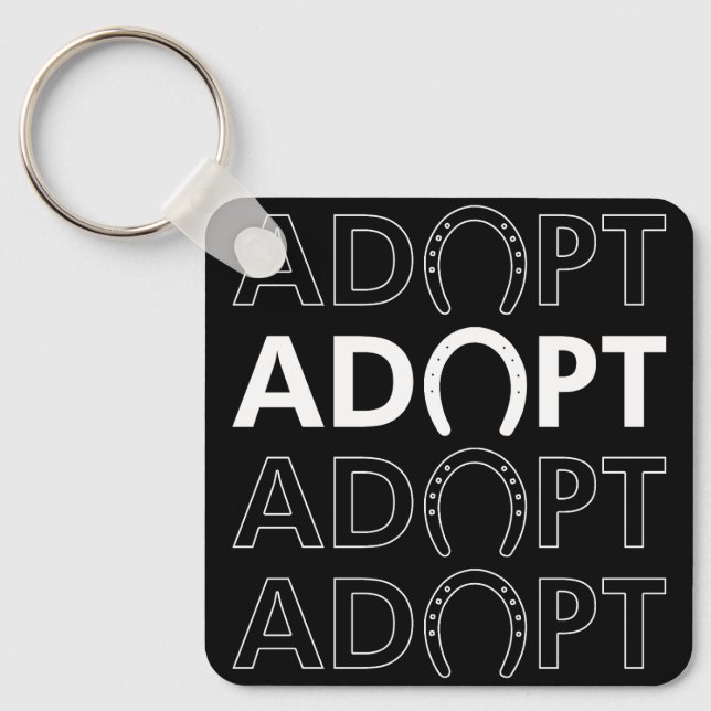 Llavero Adoptar texto apilado de cascos (Anverso)