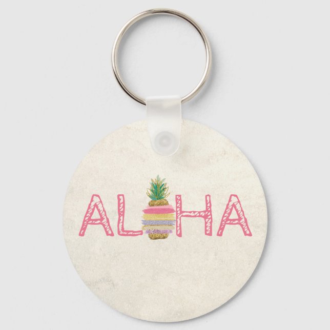 Llavero Adorable Aloha Hawaiian Striped Pineapple (Anverso)